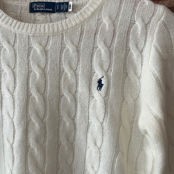 $228 Polo Ralph Lauren cable knit wool and cashmere Sweater in ivory white - Picture 6 of 9